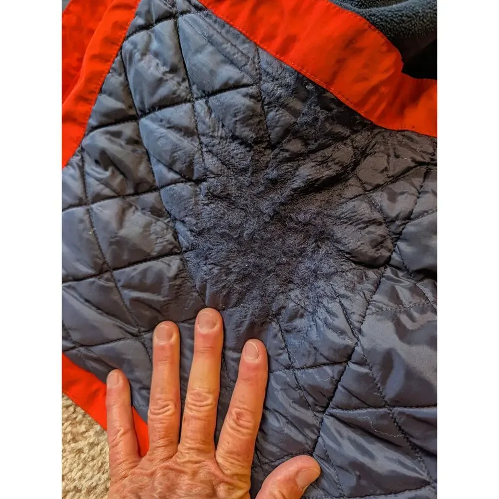 Lands' End Boys L 14-16 Orange Blue Hooded Winter Jacket Squall Parka Coat
